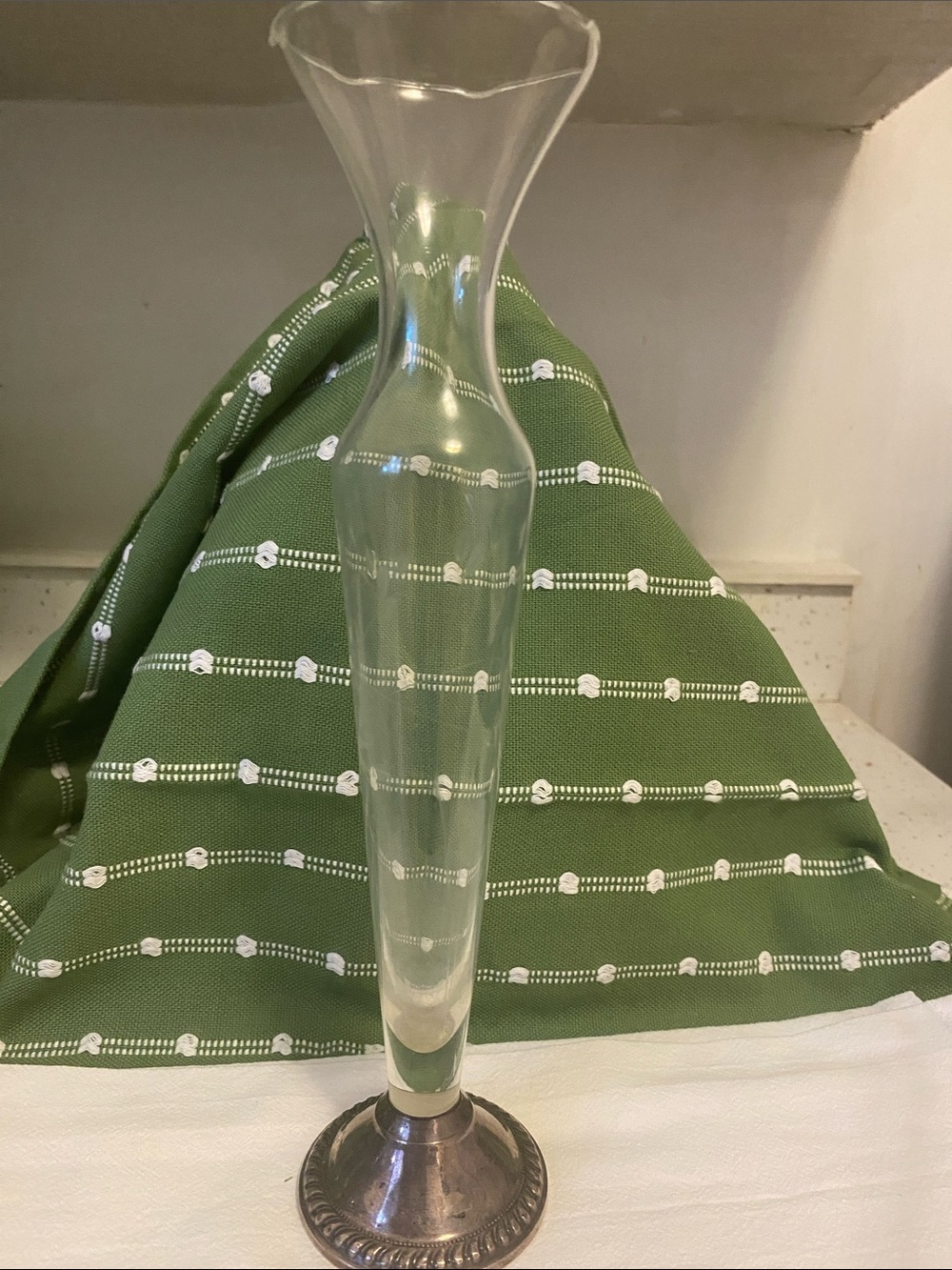 Glass Bud Vase with Sterling Base